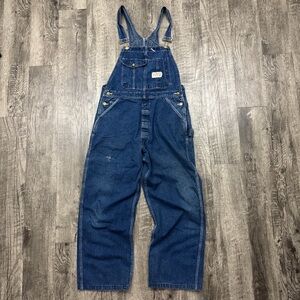 Vintage Red Camel Denim Bib Overalls Carpenter Workwear